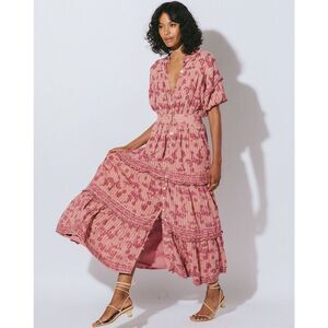 Cleobella Rylah Floral Dress Size Large Pink Midi $268.00